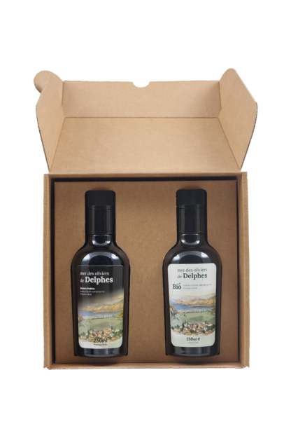 Gift Box: Extra virgin olive oil 2 X 250ml, 1 X BIO + 1 X natural