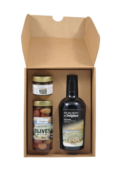 Gift Box: Extra virgin olive oil 500ml + Black olives 170g + Black tapenade 100g